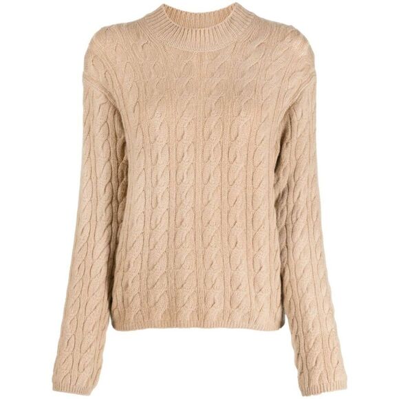 Vince Beige Wool Cashmere Twisted Cable Knit Wool Cashmere Sweater Size XL - Picture 2 of 8